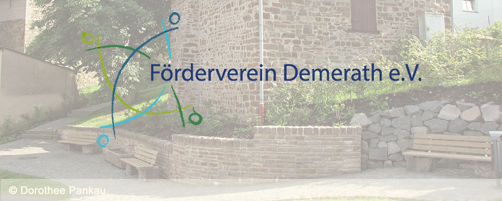 Logo des Fördervereins Demerath mit Dorfbackhaus im Hintergrund